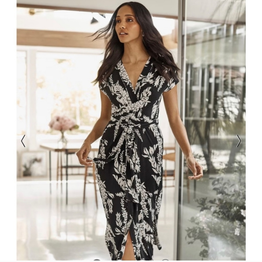 White House Black Market Matte Wrap midi dress - small